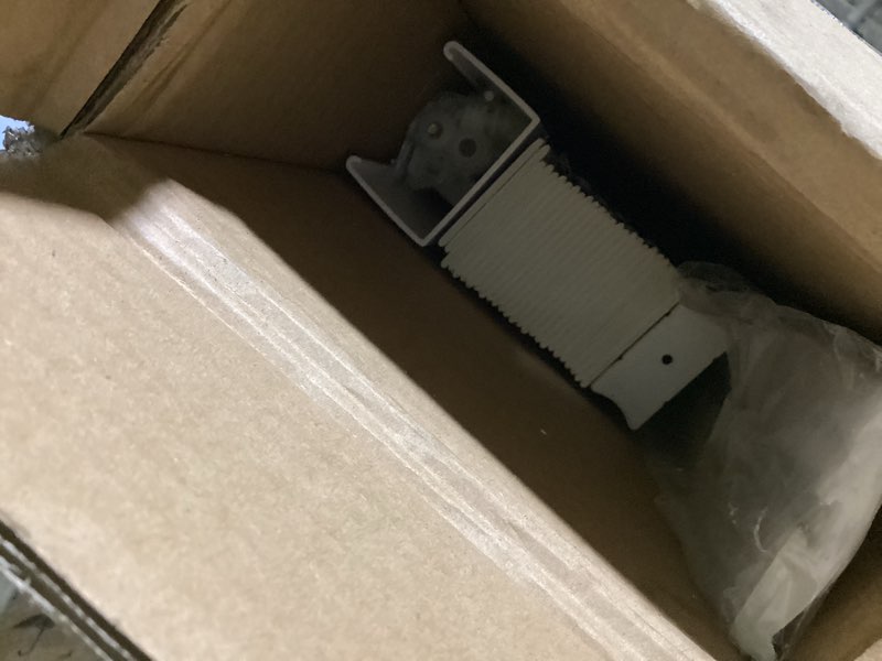 Condition photo showing Good Condition for possibly used/incomplete chicology 2\" cordless faux wood blinds, room darkening smooth pvc window blinds, cordless lift, light control and privacy, inside/outside mount, moisture resistant, basic white, 79\" w x 48\" h 79\"w x 48\"h basic white
