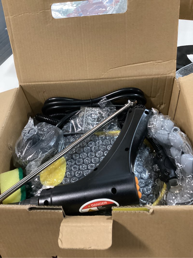 Condition photo showing Good Condition for steam cleaner with adjustable handle high temperature high pressure steam cleaner with 15 accessories portable steamer for home furniture kitchen bathroom grout and tile (black)