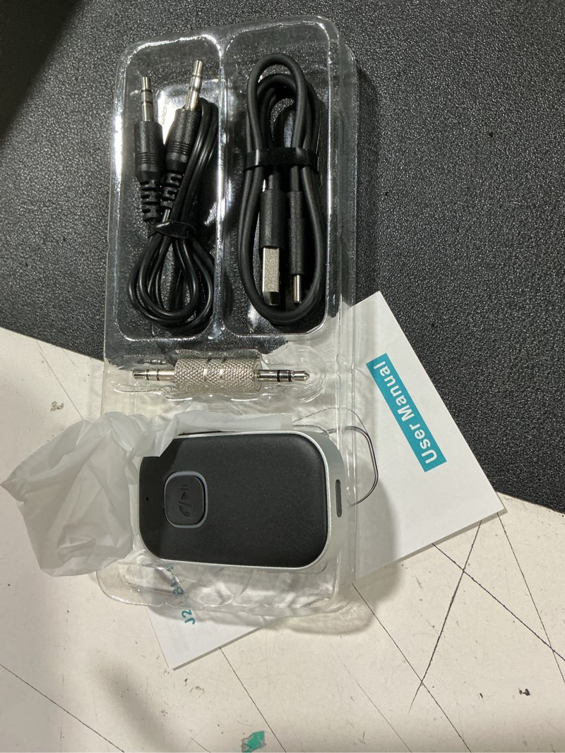 Condition photo showing Good Condition for comsoon bluetooth receiver for car, noise cancelling 3.5mm aux bluetooth car adapter, wireless audio receiver for home stereo/wired headphones, hands-free call, 16h battery life - black+silver
