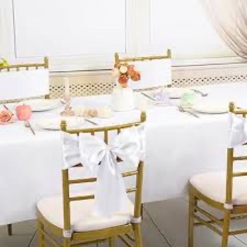50 Pcs White Satin Chair Sashes Bows Universal Chair Cover for Wedding Reception Events Banquets Party, Hotel Event Decorations