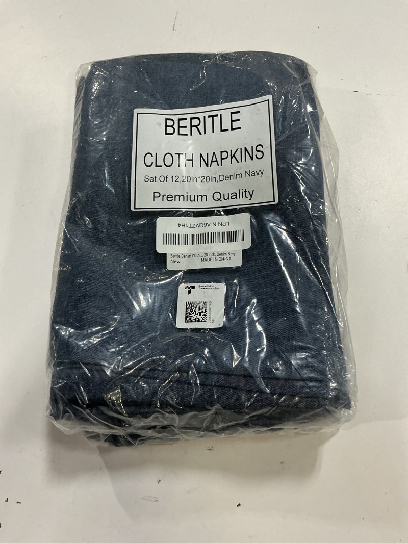 Condition photo showing Good Condition for denim napkins cloth washable, set of 12, cloth dinner napkins, no fade, no deformation, wrinkle resistant, iron free, 20 x 20 inch, denim navy denim navy 20" x 20"