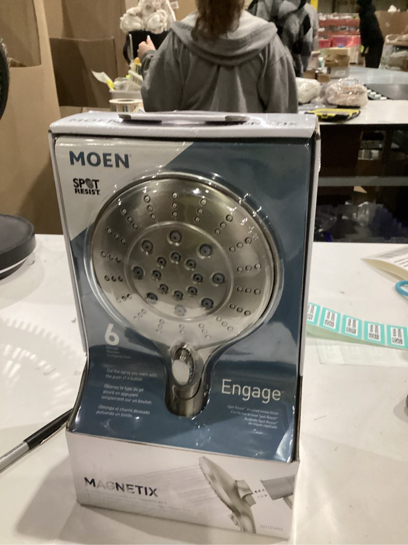 Condition photo showing Brand New for Moen Engage Spot Resist Brushed Nickel Six-Function 5.5-Inch Removable Handheld Showerhead with Magnetic Docking System, 26112SRN Spot Resist Brushed Nickel 5.5-Inch