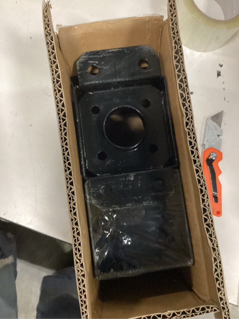 Condition photo showing Good Condition for spaceeup 4x4 post base 2 pcs, inner size 3.6"x3.6" deck post base, heavy duty powder-coated post anchor black wood post brackets for decking porch railing support 4x4 2pcs