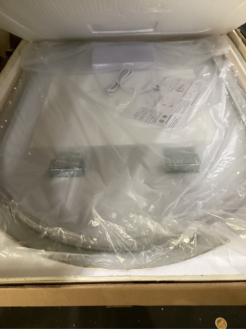 Condition photo showing New/Like New for Arched LED Bathroom Mirror, 40"x30" LED Mirror with Frontlit, Arch Backlit Mirrors Gold Framed Anti-Fog, 3 Colors, Dimmable, Adjustable Brightness, Waterproof, UL Listed Gold 30"L x 40"W