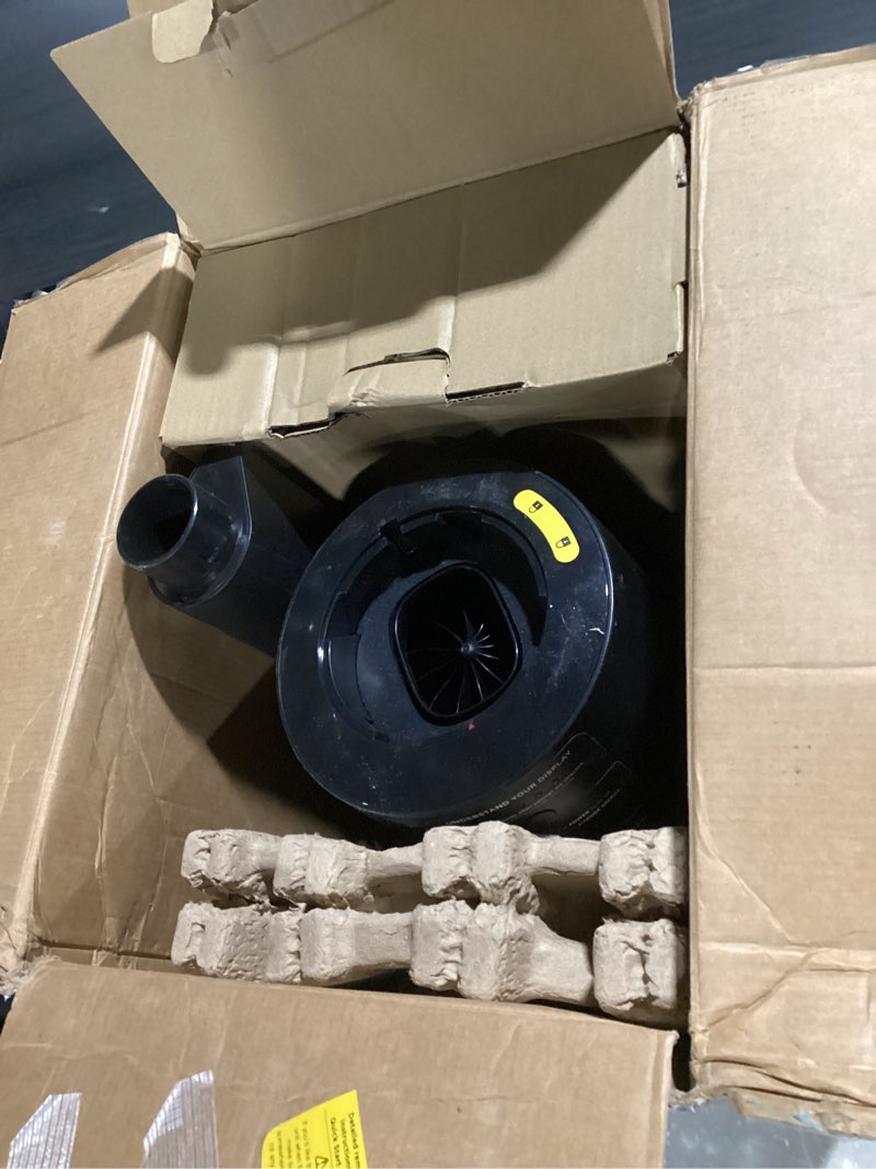 Condition photo showing As Is for shark turboblade fan—ultra-customizable bladeless tower fan, pivots, twists, oscillates 180°, circulates and propels air, 10 noise levels + 10 speeds, easy to clean, charcoal, tf202s turboblade cool - charcoal