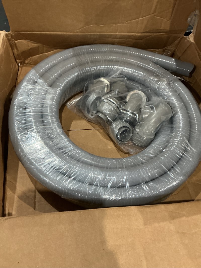 Condition photo showing As Is for liquid-tight conduit and connector kit - 3/4 inch 5 ft non metallic liquid tight electrical conduit with 1 straight and 1 angle fittings