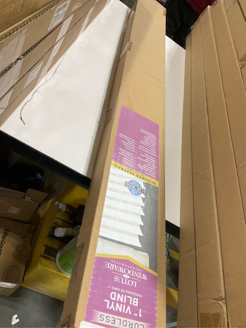 Condition photo showing New/Like New for LOTUS & WINDOWARE Cordless, Room Darkening 1" Vinyl-Plus Mini Blind 40" Wide x 72" Long, White (RLX4072WH) 40"W x 72"H White