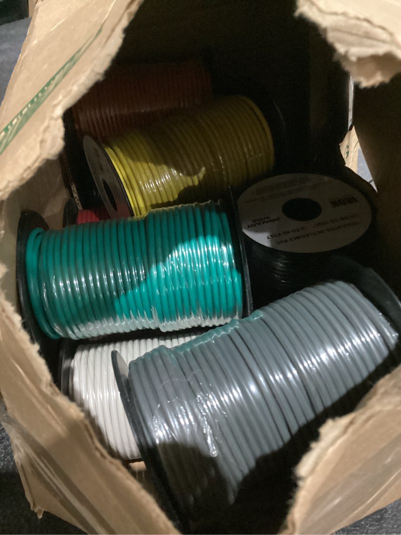 Condition photo showing As Is for Iron Forge Cable 1000 ft 12 Gauge Primary Automotive Wire - 10 Roll Assortment Pack - 100 Ft of Copper Clad Aluminum Wire per Roll - for Home or Automotive Set of 10 - 100 Foot