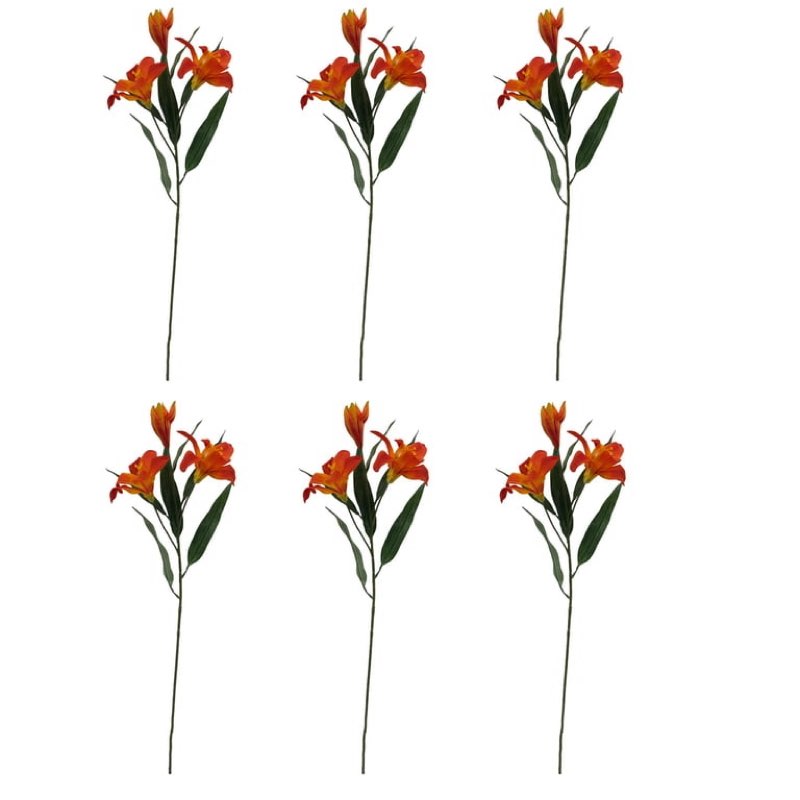 Mainstays 31" Artificial Orange Tiger Lily Flower Stem, Set of 6, Indoor Decoration