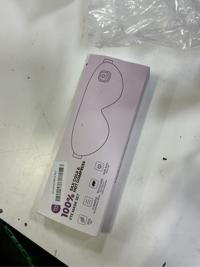 Condition photo showing New/Like New for 100% Silk Wireless Heated Eye Mask with Cooling - 3 Heat Settings, for Dry Eyes, Puffiness & Dark Circles - Adjustable, Washable, Travel-Friendly (Pink)