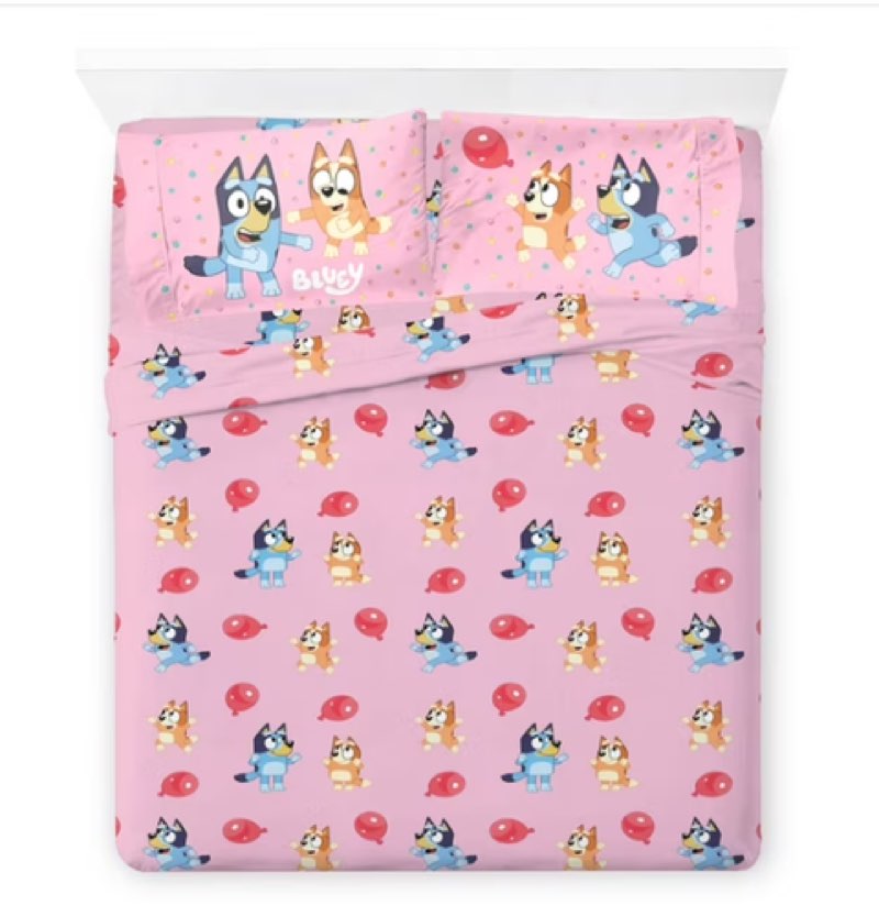 Jay Franco & Sons JF26244 Bluey Kids 4-Piece Full Sheet Set, Microfiber, BlueJay