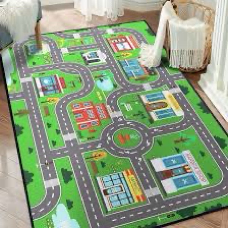 Isyorefam Play Rug for Playroom 5'x 6'6" Car Play Rugs for Bedroom Cars Road Map Carpet City Pretend