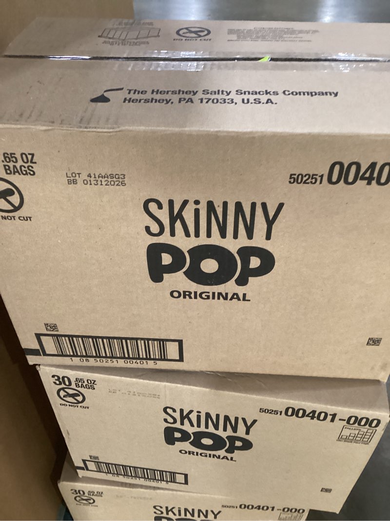 Condition photo showing New/Like New for SkinnyPop Popcorn, Original, Whole Grain, Dairy-Free Snack, 0.65oz Bags (30ct) Original 0.65 Ounce (Pack of 30)