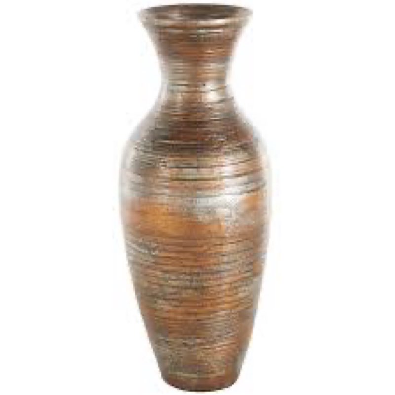 Kirthana Bamboo Wood Antique Inspired Pot Decorative Brown Vase