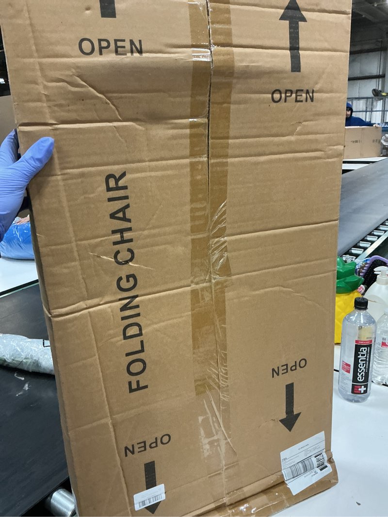 Condition photo showing New/Like New for 1 Pack Bulk Folding Chairs with Padded Cushion, Single Black Steel Metal Frame Foldable Chair for Indoor and Outdoor, Portable Stackable Commercial Seat for Bedroom Patio Party Event Black Pu Leather 1 pack