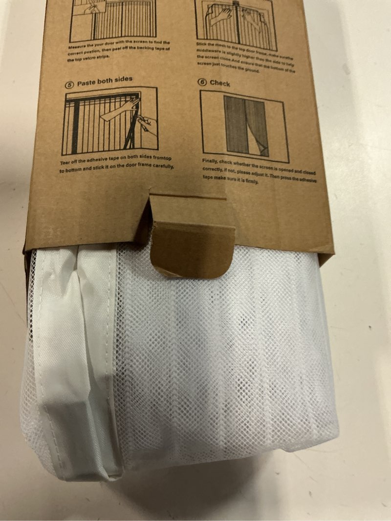 Condition photo showing Good Condition for magnetic screen door, keep bugs out, pet & kid friendly?works with front doors, sliding doors,fit door size 36 x 78 inches white fit door size 36 x 78 inch white