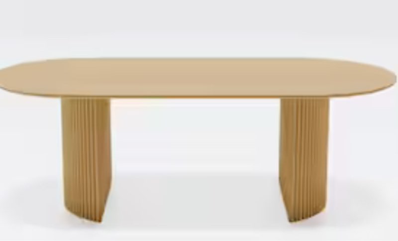 (Similar to stock photo)(Incomplete box 2 of 2) Abberton Natural Oak Wood Color Double Pedestal Base 79 in. x 33.5 in. Oval Dining Table 