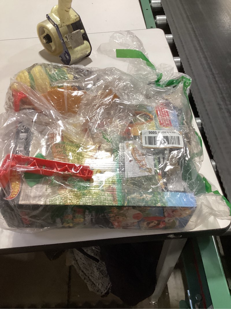 Condition photo showing As Is for Hot Wheels Mario Kart Track Set & Toy Car, Super Mario Bros Jungle Kingdom Raceway, 3+ Feet Tall with Die-Cast Mario Kart & Waterfall Jump Playset