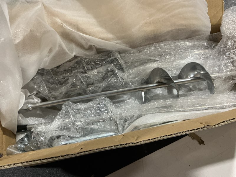 Condition photo showing Good Condition for swing set anchors 20" – heavy duty ground anchors screw in with l-brackets & drill adapter, fully welded spiral earth anchor for storage sheds, trampoline, fence, carports silver 20in-4 pack