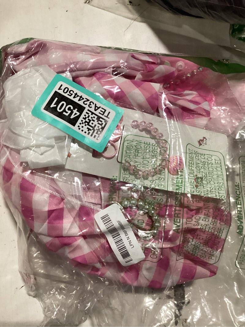 Condition photo showing Good Condition for girls pink costume strap dress girls pink movie cosplay halloween party favors outfit clothes 5-6year/120cm kid-2 pink