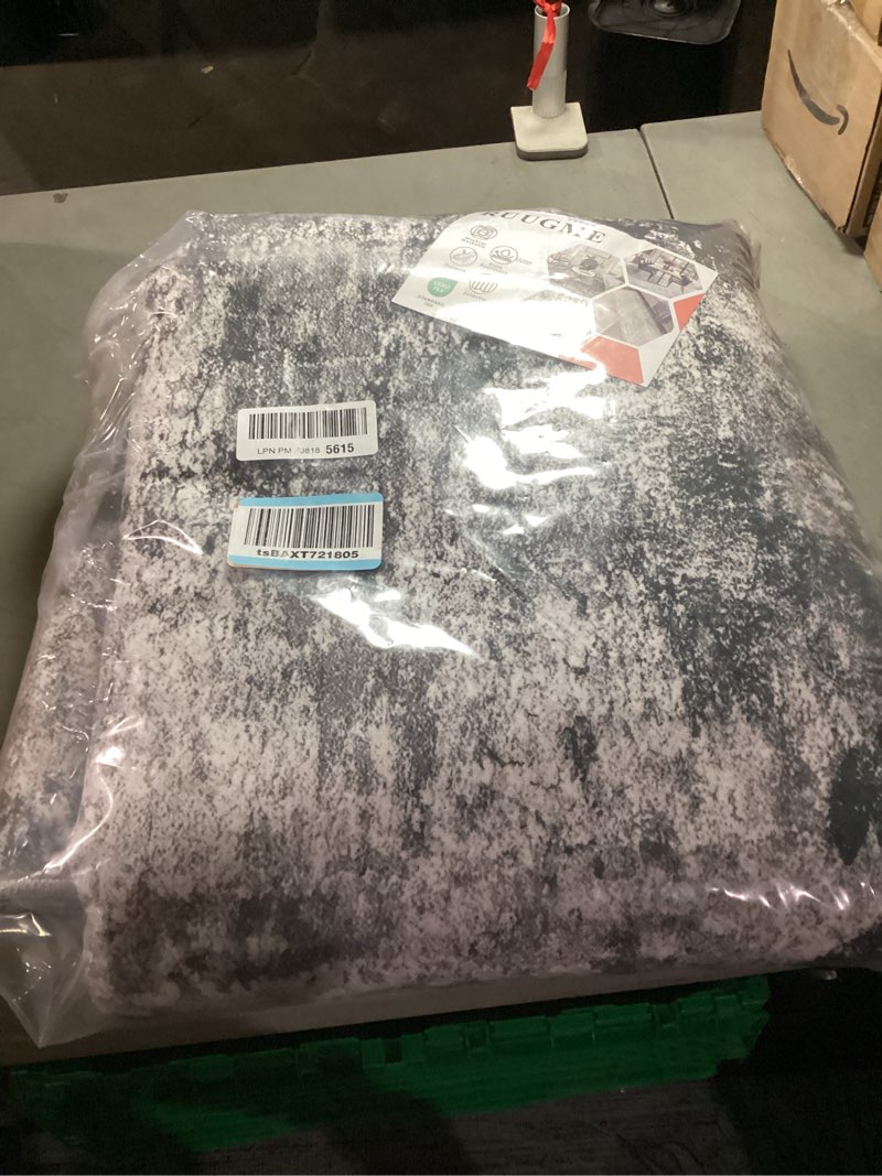 Condition photo showing Good Condition for 9x12 rug washable boho rug soft large area rug non-slip non-shedding faux wool vintage rug for living room, farmhouse, dining room, indoor, kids playroom, grey and black