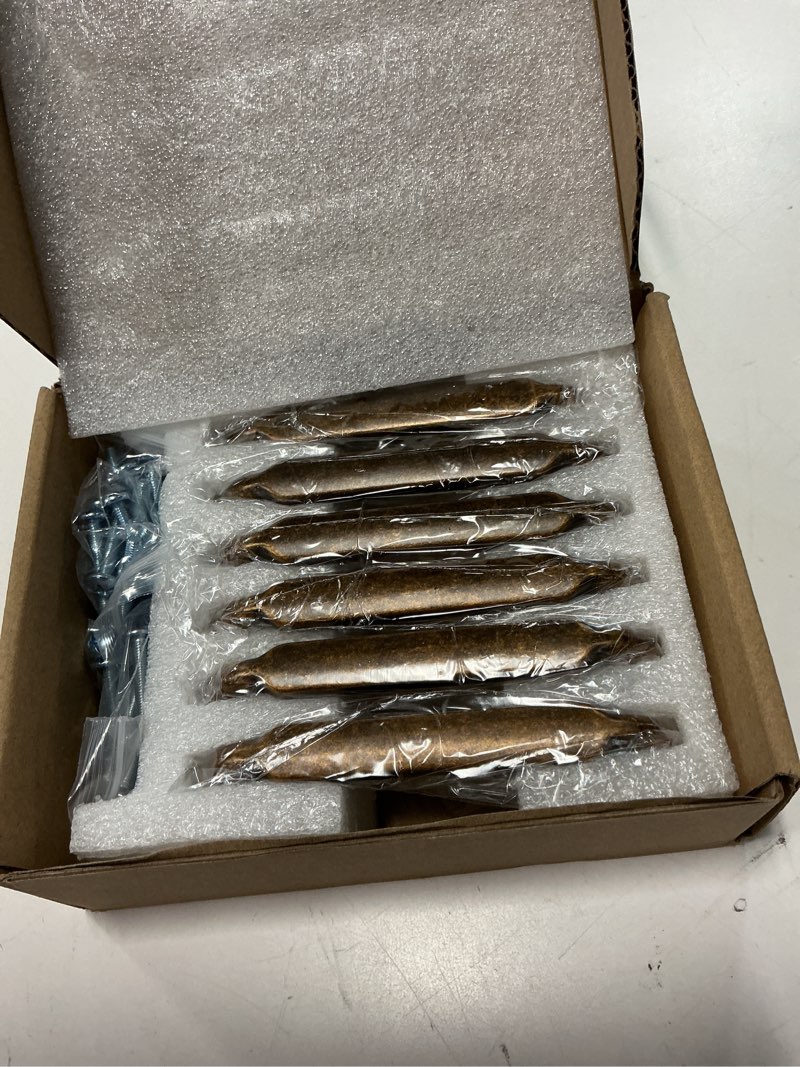 Condition photo showing New/Like New for goo-ki 6 pack 3-3/4 inch ?96mm? hole center cabinet pulls antique brass zinc alloy kitchen drawer pulls drawer handles 4.2 inch length 2202-gt-96 3-3/4 inch hole centers antique brass 6