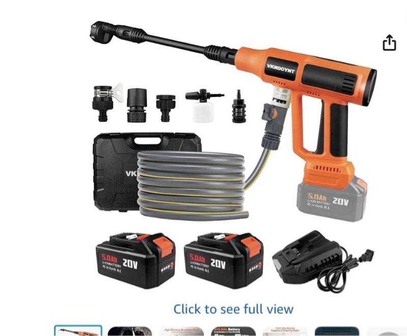 Cordless Pressure Washer, 2000PSI MAX Portable Brushless Pressure Washer, 2 X 5.0AH Batteries, 2A Fast Charger, 4 Speed Adjustment LCD Touch Screen, with Garden Hose & Faucet Connectors