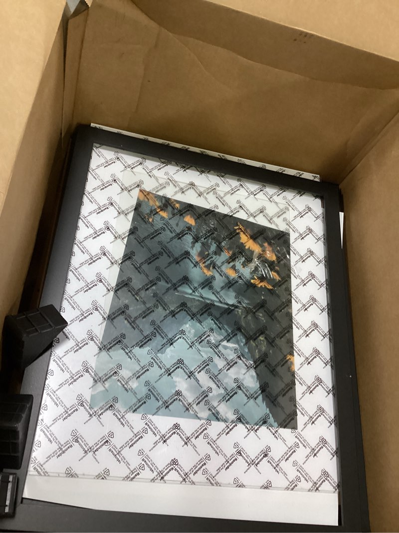 Condition photo showing As Is for 8.5x11 Picture Frames Set of 3, Shatter-Resistant Glass Display Certificate or Pictures 8.5 by 11,To Wall and Tabletop Mounting, black. Black 8.5x11 3P