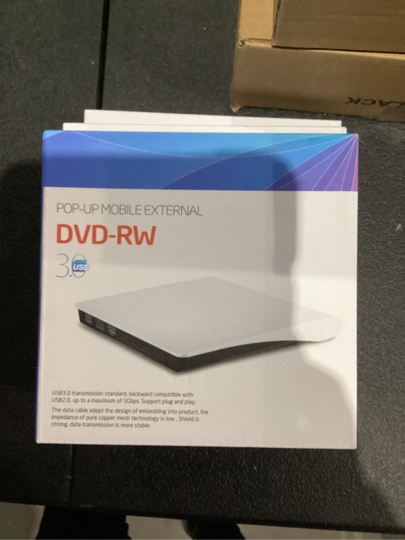 Condition photo showing New/Like New for External CD DVD Drive, USB 3.0 Portable CD/DVD +/-RW Drive/DVD Player for Laptop CD ROM Burner Compatible with Laptop Desktop PC Windows Linux OS Apple Mac (White) CD/DVD DRIVE