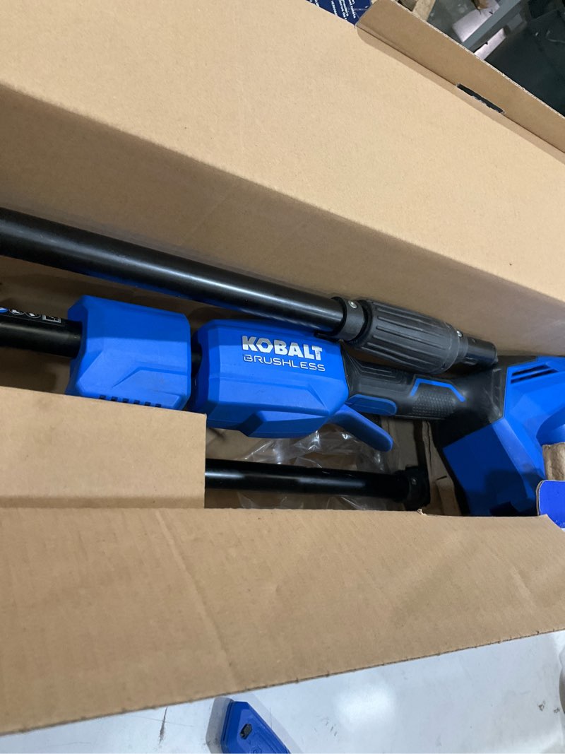 Condition photo showing As Is for kobalt gen4 40-volt 10-in 2 ah battery pole saw