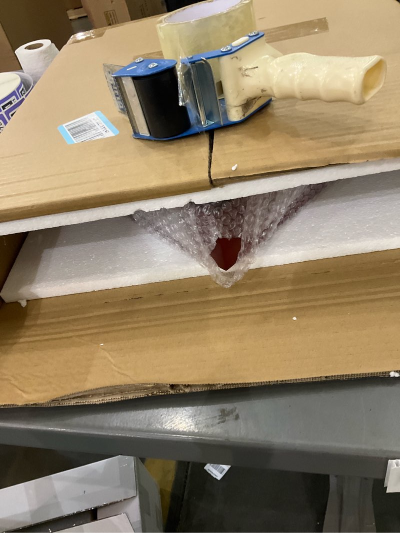 Condition photo showing As Is for ASmileIndeep Flag Display Case Box for Folded 3'x5' American Flag Solid Wood Military Flag Certificate Shadow Box with Wall Mount Display Flag Frame Holder for Badges Medals (Mahogany) Mahogany 3'x5' Flag Case + Certificate