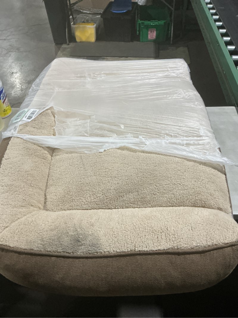 Condition photo showing As Is for bedsure supportmax xl plus orthopedic dog beds large sized dog - extra thick supportive dogs couch with waterproof washable cover, jumbo comfort pet sofa with soft sherpa & nonskid bottom, brown, 48" 48"l x 35"w x 10"th brown
