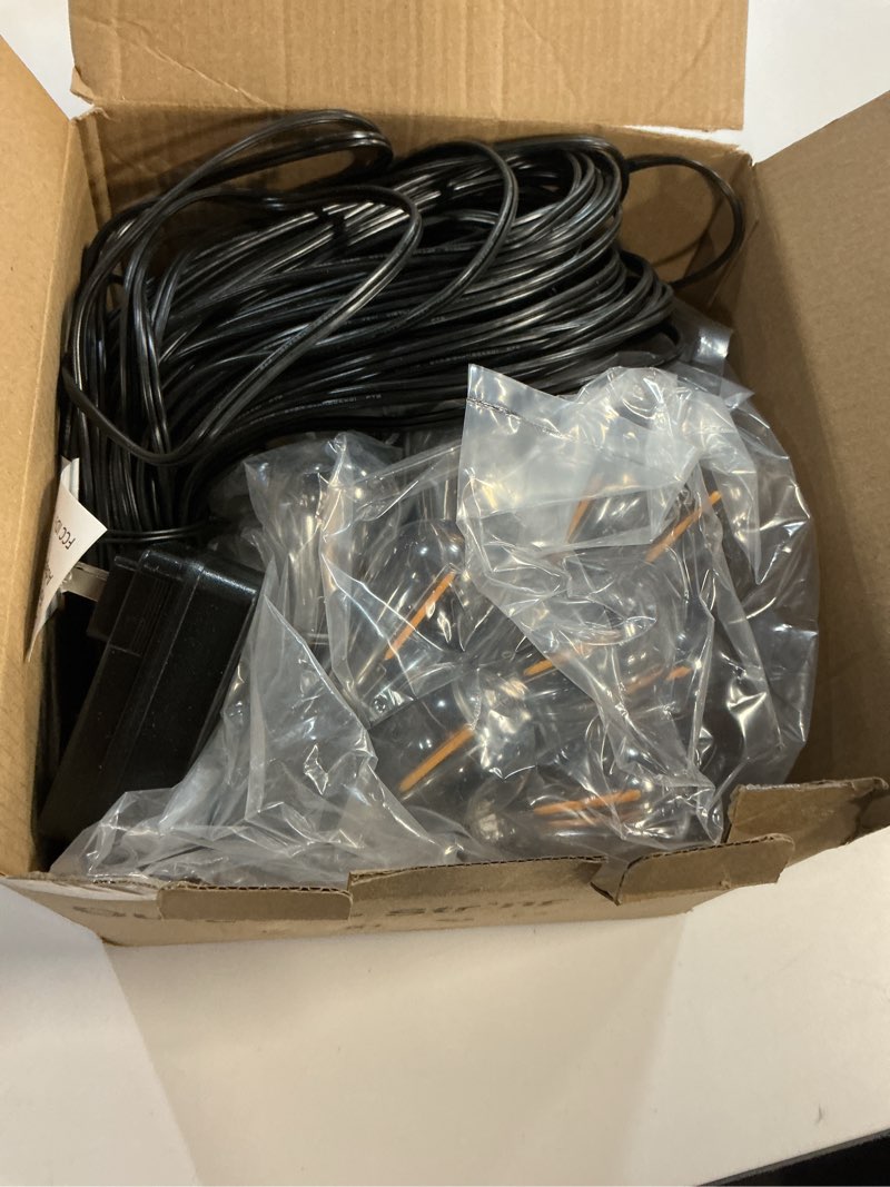 Condition photo showing Good Condition for luckystyle 100FT LED Outdoor String Lights with Remote, 35+ 1 Shatterproof Bulbs Waterproof and Dimmable Patio Lights for Porch, Garden, Backyard, Deck, Balcony, 2200K Hanging Lighting Warm Yellow-2200K 100FT?Non-Solar?