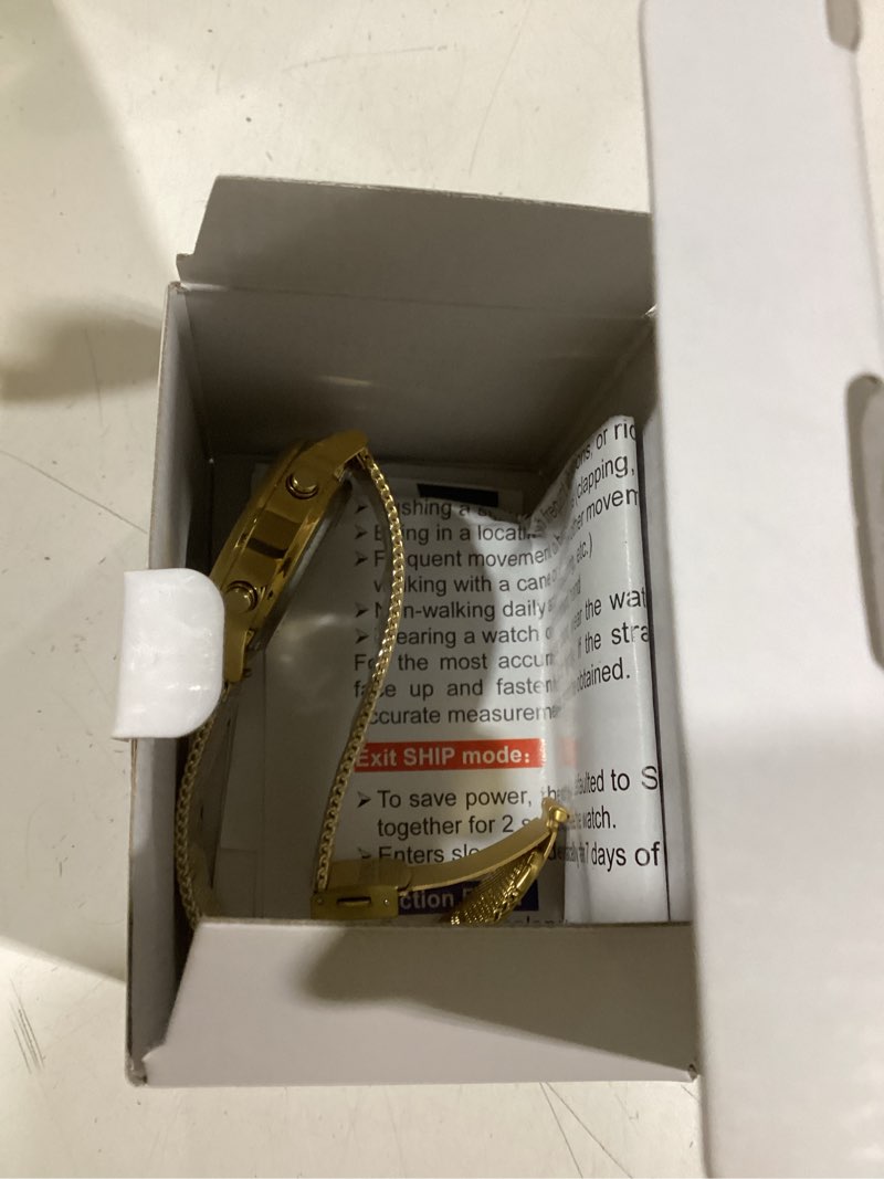 Condition photo showing Good Condition for Women's Step Counter Pedometer Watch with Stainless Steel Bracelet, Stylish Design, No App, No Charging Needed for Step, Calorie, Distance, Alarm, Countdown Timer?TU-2401 NON-CRYSTAL Gold