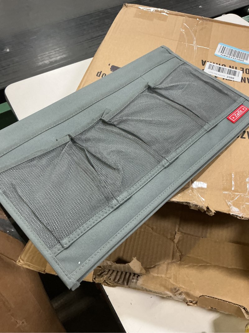 Condition photo showing New/Like New for Bedside Storage Organizer - 6 Pockets, Table Cabinet Caddy for Remotes, Phone, Glasses (Grey)