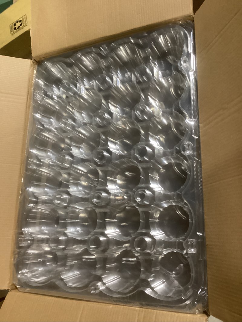 Condition photo showing New/Like New for 24 count x 5 sets plastic cupcake containers, durable and bpa-free cupcake holder with lid for easy transport storage, stackable clear cupcake carriers, reusable dessert boxes