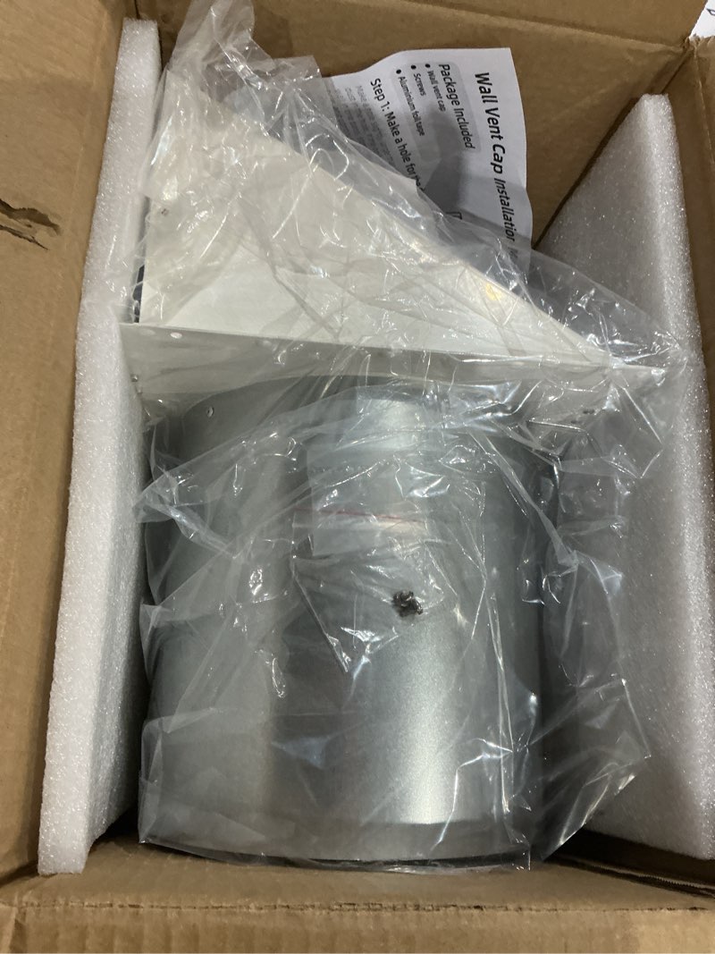 Condition photo showing Good Condition for 8 Inch Hooded Wall Vent with Screen and Damper,Outdoor Wall Exhaust Vent Cover Cap for Kitchen Range Hood Dryer Duct Ventilation &Exterior Air Exhaust Applications,Galvanized Steel,White 8 Inch White