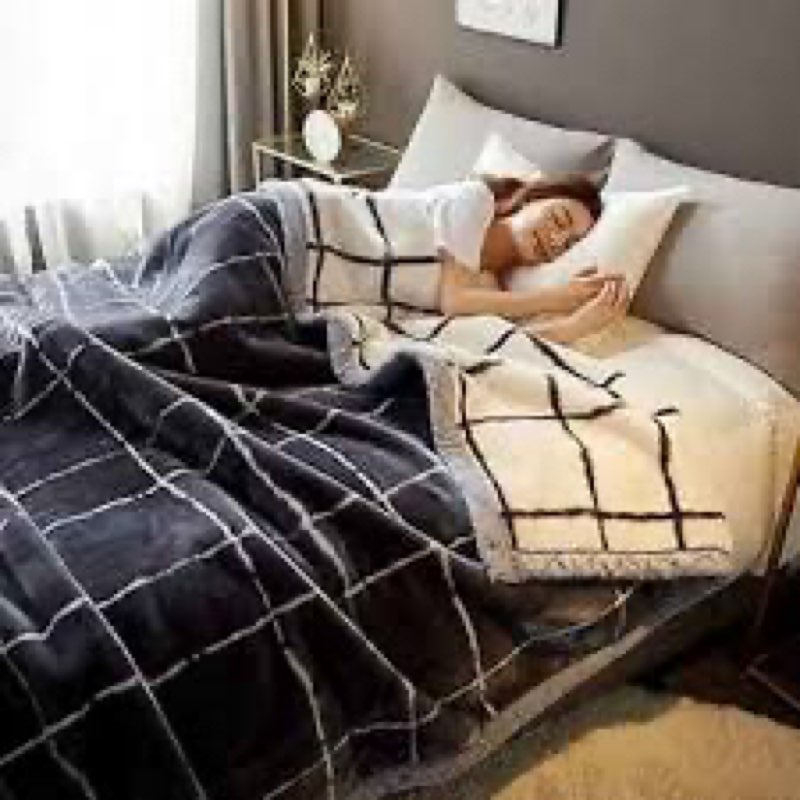 lgykumeg 9lbs korean mink blanket 79"x 91" weighted blanket,2ply raschel flannel fleece blanket,soft 