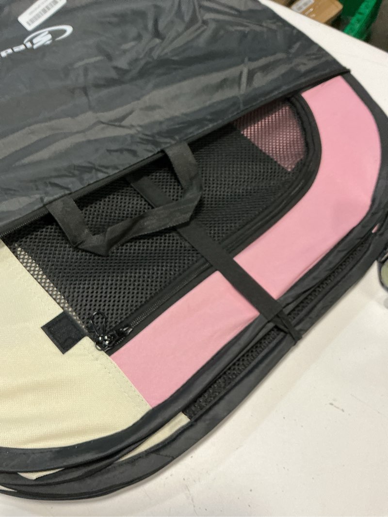 Condition photo showing Good Condition for Pink Dog Cat Playpen, Puppy Pet Playpen Indoor for Small Dog Crate Tent Cage Outdoor, Portable Pop Up Dogs Enclosure Kennel with Carrying Case for Dogs/Cats/Rabbits Pink Small