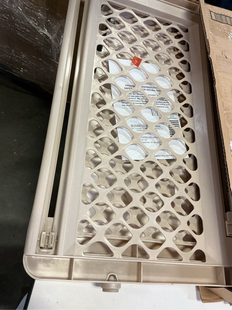 Condition photo showing Good Condition for toddleroo by north states - supergate ergo baby gate: plastic baby gate for stairs & doorways - adjustable indoor safety gate - made in usa - 26 to 42 inches wide - 26 inches tall - sand