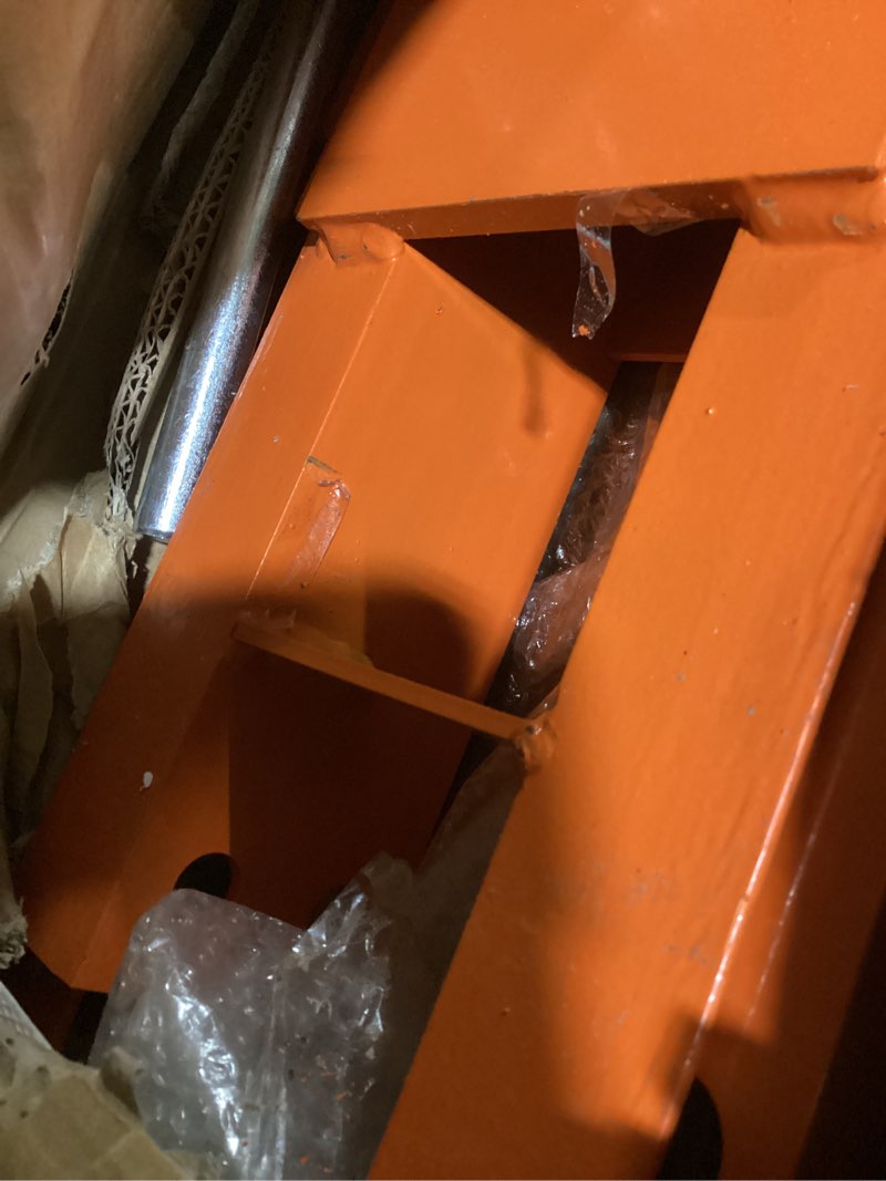Condition photo showing As Is for vevor hydraulic shop press, 12 ton/26000lbs, h-frame, 4-hold adjustable height, with movable plates, for garage or professional users, orange 12t