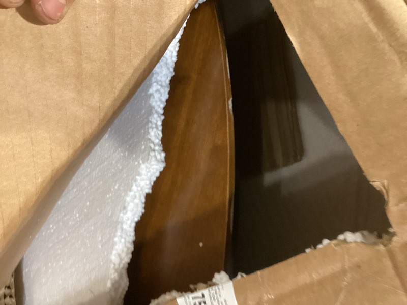 Condition photo showing As Is for Incomplete Clairvin 45W Transitional Round Trestle Dining Table