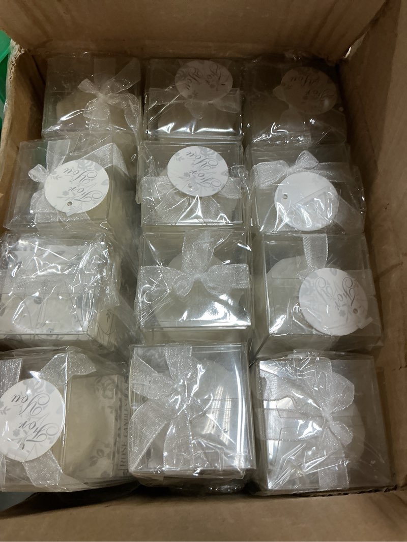 Condition photo showing New/Like New for 24 Set White Rose Flower Shape Candle Bulk Wedding Party Favors Romantic Handmade Delicate Candles with Gift Box, Wedding Gift Candle for Guests Return Souvenirs Bridal Anniversary Birthday Decoration 24Pack