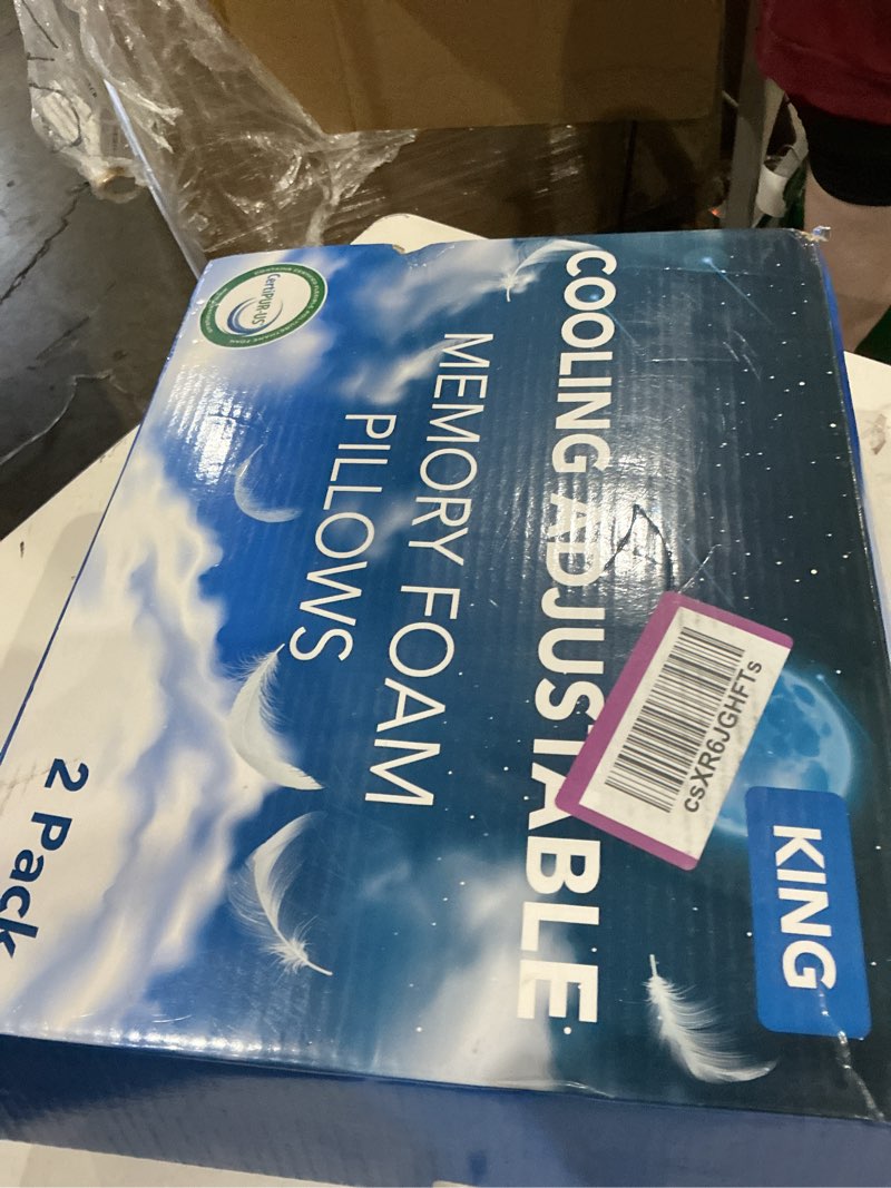 Condition photo showing New/Like New for 2 pack king size pillows for sleeping, cooling shredded memory foam adjustable bed pillow with, removable/washable cover (king 2 pack) king (pack of 2)