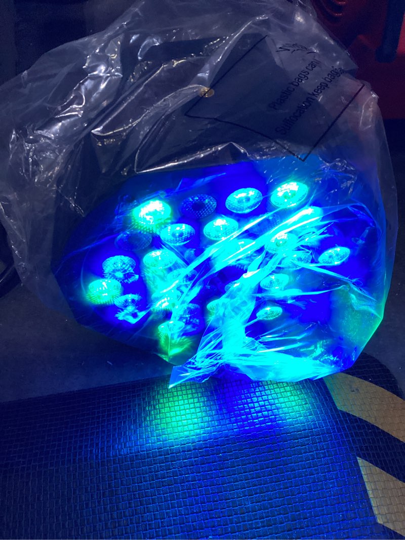 Condition photo showing Good Condition for stage lights 36 led par lights, u`king rgb par light uplights stage lighting indoor for christmas halloween music party disco wedding, remote control, dmx control sound activated party light 4 pack