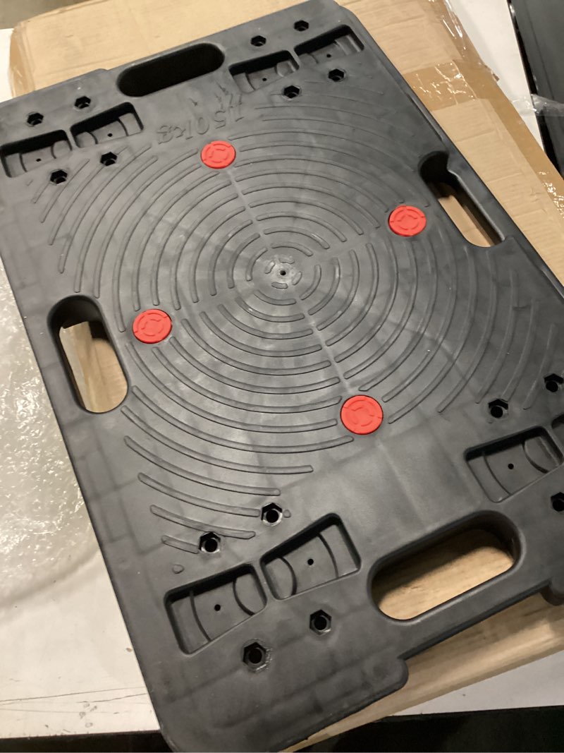 Condition photo showing As Is for heavy-duty interlocking plastic furniture moving dolly