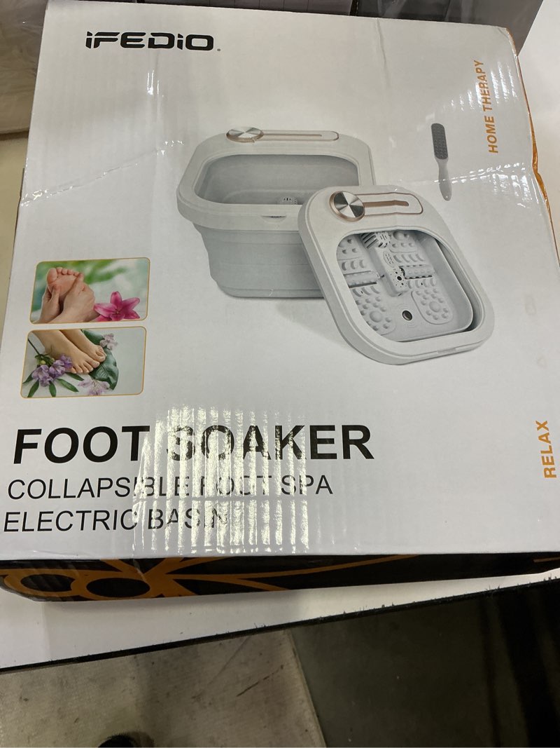 Condition photo showing New/Like New for collapsible foot spa bath with heat and bubble massage jets, pedicure spa,foot soak tub non-motorized rollers file,portable massager spa(white)