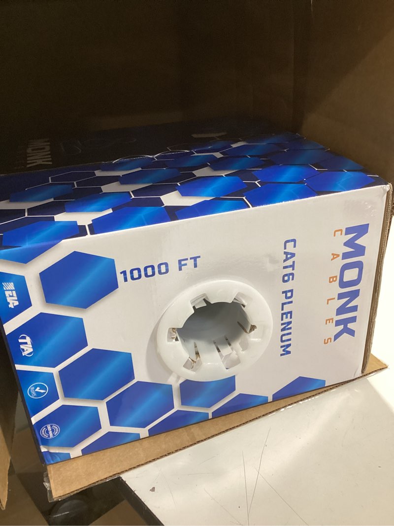 Condition photo showing Good Condition for MONK CABLES | CAT6 Plenum Cable 1000ft | UTP, 23AWG, 550MHz | DSX-8000 Certified | Most Certified Cable of The Whole Market (White)