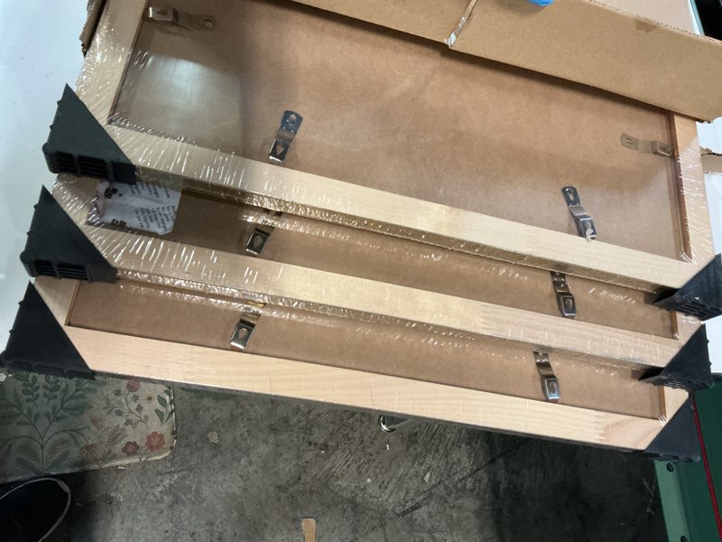 Condition photo showing New/Like New for 3 pack wood 16x20 frame gold, ornate natural wooden 20x16in picture frame, modern golden 16 x 20in gallery photo pic frame with hd plexiglass,horizontal vertical wall mounting set of 3 gold 16x20