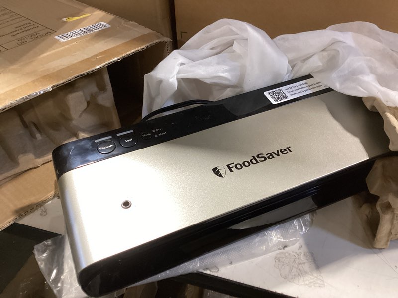 Condition photo showing Good Condition for FoodSaver PowerVac Compact Vacuum Sealing Machine Stainless Steel & Black Vertical Storage VS0150 | Preserves freshness reduces bag waste for both dry and wet food